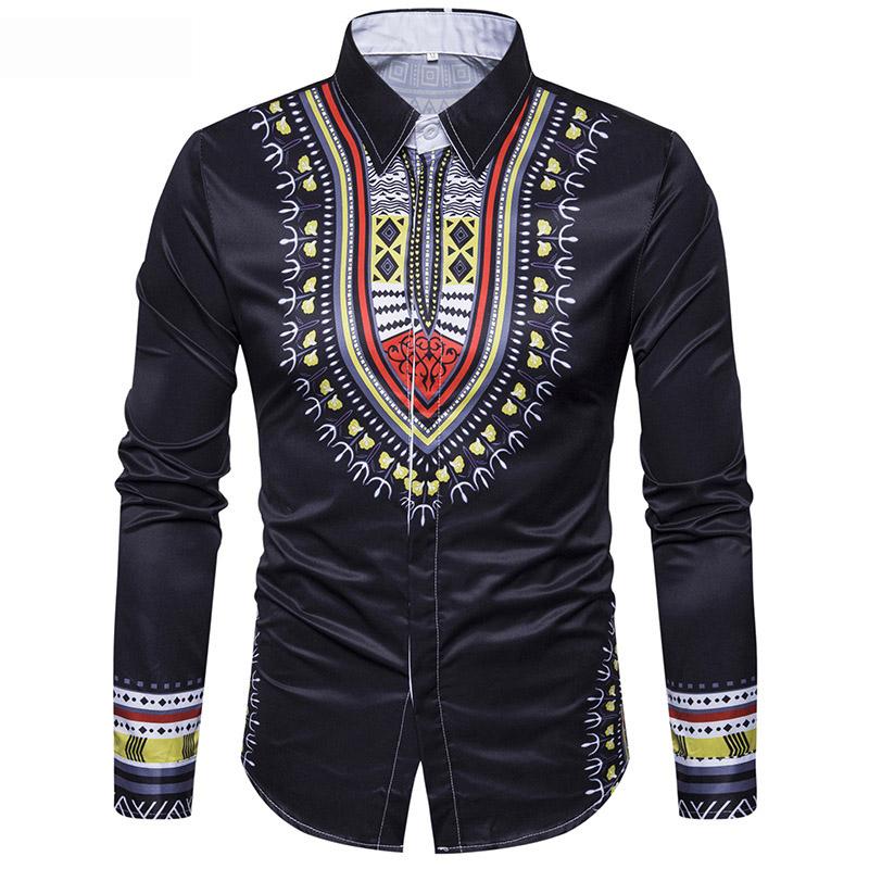 DASHIKI SHIRT BLACK AND COLOURFUL